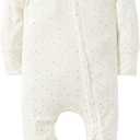 Modal Baby Boy Romper Footies Jumpsuit with Zipper - Ultra Soft & Breathable Footed for 0-18 Months (White)
