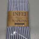 Plain Striped Cotton Linen Blended Dinner Cloth Napkins - Set of 12 (40 x 30 cm) - for Events & Home Use (Blue)