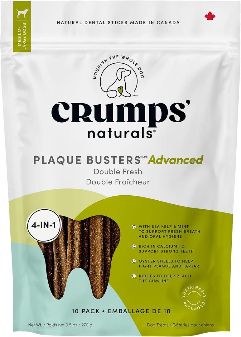 Crumps' Naturals Plaque Busters Advanced - Double Fresh Dental Sticks 9.5oz (EXP 12/22/27)
