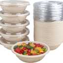 25 oz Disposable bowls with lids food storage Plant Fibers 50 Pack