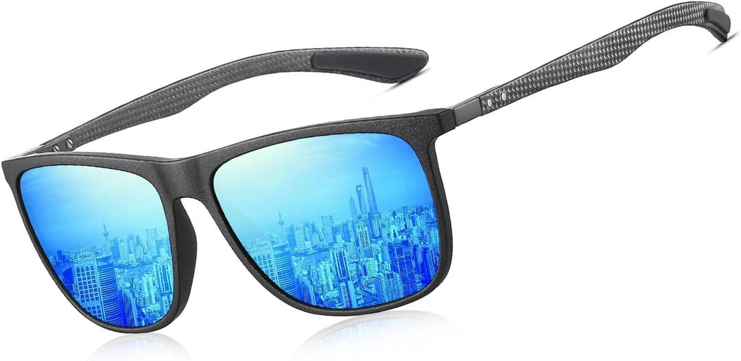 HAOLOTA Polarized Sunglasses for Men Ultralight Carbon Fiber,Sun Glasses Square UV400 Protection for Driving, Fishing, Golf
