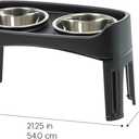 IRIS USA Elevated Dog Bowls Adjustable Stand, Raised Feeding Station with 2 Stainless Steel 64 oz Bowls, Spill Guard, Dual Height 12.25" or 4.63", Made in USA, Black