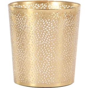 Modern Golden Small Trash Can Wastebasket, Garbage Container Bin for Bathrooms, Powder Rooms, Kitchens, Home Offices - Durable Ceramics - Round