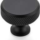 Ravinte 30 Pack Round Matte Black Knobs Knurled Single Hole Pulls Solid Black Kitchen Cabinet Hardware Handles for Drawers