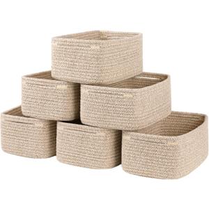 OIASKET 6 Pack Storage Baskets for Shelves, Small Baskets for Shelves, Cute Decorative Storage Bins, Organizer Basket for Gifts Empty, 11.8''Lx7.8''Wx4.7''H-Brown