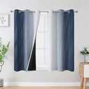 Estelar Textiler Navy Blue and Greyish White Blackout Curtains 54 Inch Length, Light Blocking Gradient Grommet Drapes for Kitchen, Thermal Insulated Ombre Curtains for Bathroom,42Wx54L, 1 Panels