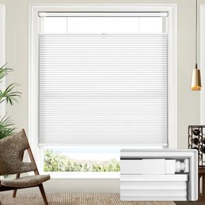 Lazblinds Upgraded Top Down Bottom Up (TDBU) Honeycomb Blinds, No Drill No Tools Easy Install Cordless Cellular Shades for Windows 43" W x 64" H, White - Light Filtering