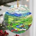 3 x Christmas Ornaments, 2.8 Inch Ceramic Hanging Ornament, Christmas Tree Ornaments, Xmas Decorations, Holiday Decorations, Holiday Party Gifts, and Xmas Gift Ideas - Green Irish Hills