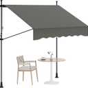 GarveeLife Manual Retractable Awning, 118 in Patio Awning Exterior Outdoor Sunshade Shelter, Angle & Height Adjustable Sunsetter Retractable Awning UV Protection for Any Window or Door (Dark Gray)