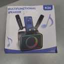 Karaoke Machine, Portable Bluetooth Speaker with 2 Wireless Microphone for Adults & Kids with LED Lights, Karaoke Microphone with PA System Supports USB/TF/AUX, Gift for Party Easter Gifts(Black)