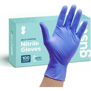 GUSTO [100 Count] Blue Nitrile Disposable Gloves - 4 Mil, Latex & Rubber Free, Non-Sterile Powder Free - Large