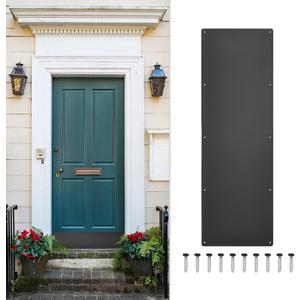 uxcell Door Kick Plate, 10 x 30 Inches Aluminum Kick Plate Door Plate, 1.5mm (1/16 Inch) Thickness, for Exterior Front Door or Back Door, Black (Single Pack)