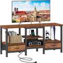 Sweetcrispy Entertainment Center with Stoage Wood TV Stand with Drawers for 65 Inch+ TVS, Television Stands for Living Room Media Console with Charging Station Drawers Shelf Sturdy Frame, 47'' Rustic