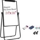 Dry Erase Easel Whiteboard 36 x 24 Inches Double Sided Magnetic Board Height Adjustable whiteboard Stand (Black)