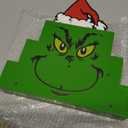 Light Up Christmas Table Decor Green Christmas Decorations Wooden Sign with LED Lights - Battery Operated Christmas Decorations Indoor for Home Mantel Fireplace Shelf Table Top Decor