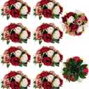 BLOSMON Wedding Flowers Centerpieces for Tables: 10 Pcs Burgundy & Dusty Rose & Creamy White Fake Roses Kissing Balls Decoration - Artificial Silk Floral Arrangements for Home Party DIY Decor
