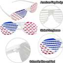4th of July American Flag Shutter Glasses, USA Patriotic Sunglasses Eyewear Independence Day Party Prop Decorations (White)