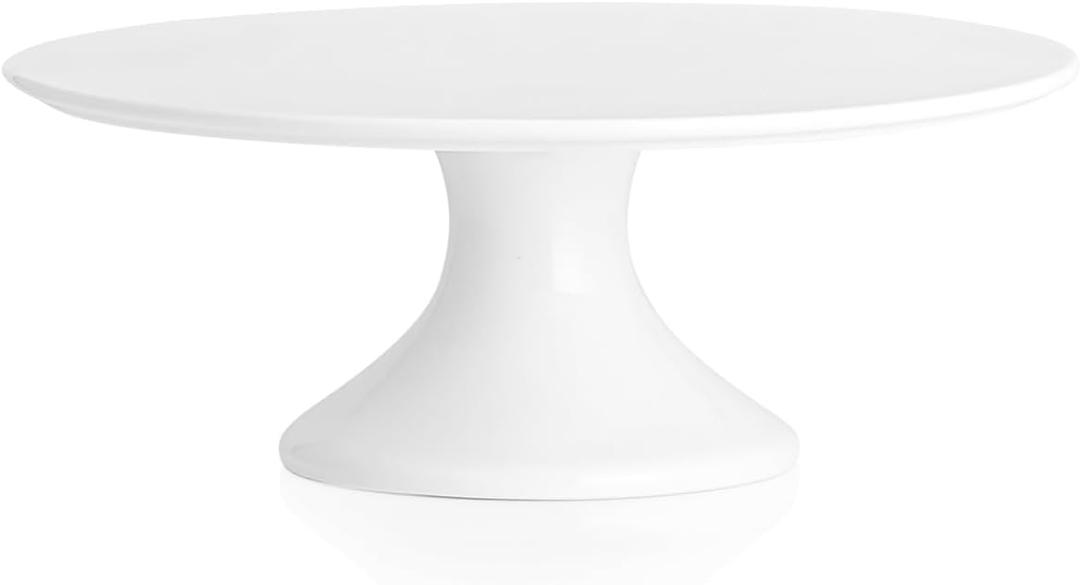 Kanwone 10-Inch Porcelain Cake Stand, Cake Plate, Dessert Stand, Cake Stand for Party, Home Decorating Stand, White