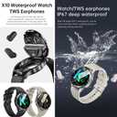 X10 Smart Watch with Earbuds for iPhone Android Smartphones 1.39 Inch Round Bluetooth Call Smartwatch Fitness Tracker All-in-one Smartwatches Long Time Standby TWS Music Watch for Men Women (Silver)