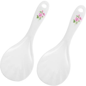 Mabor 2 PCS Rice Spoon, Non-Stick Plastic Rice Paddle Scoop for Kitchen & Restaurant, Food-Grade PP Cooking Utensil Set(White)