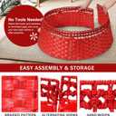 26in Christmas Tree Collar, Natural Woven Rustic & Farmhouse Holiday Decoration, 5-Piece Rattan Tree Skirt Ring Accessory for Xmas Artificial Trees(Red) (Poinsettia)