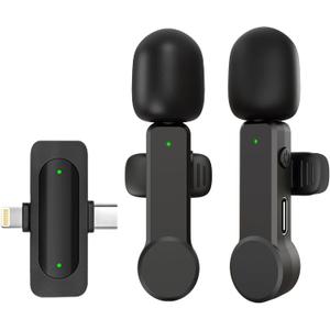 Wireless Lavalier Microphone for iPhone Android iPad - Noise Cancelling Mini Phone Microphone USB C, Cordless Lav Lapel Mic for Video Recording Vlogging YouTube TikTok Podcast