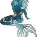 Demissle Metal Mermaid Wall Art Rustic Hanging Mermaid Wall Decor Blue Elegant Sculpture Decorations for Room Wall Patio Swimming Pool Bathroom(Delicate Style)