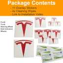 Logo Decal Overlay Stickers for Tesla Model 3 (2017 to 2023), Standard Wrap, 11-pc Set (Satin Pink)
