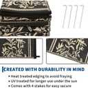 Garvee Outdoor Rugs 5x8 Waterproof Reversible Mat Boho Leaf Patio Rug with 4 Stakes and Starage Bag, Large Outdoor RV Mat Rugs for Camping, Picnic, Balcony, Deck, Backyard, Black & Brown
