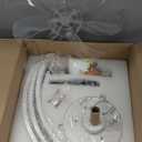 LEDIARY 20 Inch Low Profile Ceiling Fans with Lights and Remote, Fandelier Ceiling Fan Flush Mount, 3000K-6000K Dimmable LED Fan Light, White Modern Ceiling Fans with Lights for Bedroom