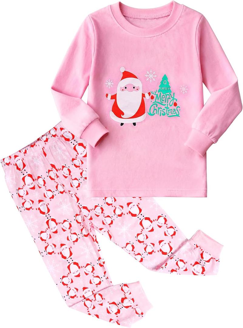 HYCLES Christmas Pajamas for Kids Girls Holiday Long Sleeve Sleepwear Santa Cotton Pajamas Sets for 2-12T Boys/Toddler Pjs (5T)