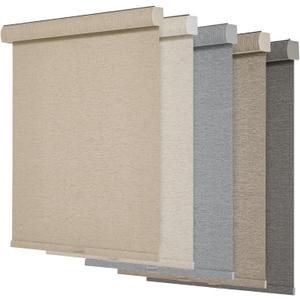 Persilux Blackout Roller Shades for Windows,Cordless,Linen Fabric,Roller Blinds for Windows,Thermal Insulated Fabric UV Protection,Window Shades for Home,Office,Bedroom,Door,Blackout-Beige,Custom Now