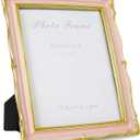 Cuspin 8x10 Vintage Picture Frame Pink and Gold Frames, Elegant Ornate Pink Picture Frame with Glass Front Handcrafted Resin Decorative Frames for Wedding, Wall Hanging & Tabletop Display