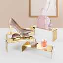 Purse Display Stand, 4 Pcs Large Stainless Steel Gold Risers Display Stands for Food Dessert Cupcake Shoe Perfume Jewelry Handbag Purse Figure