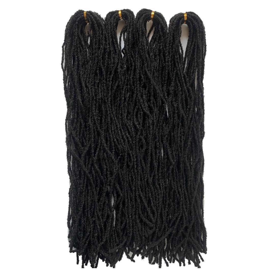 Fuax Locs Crochet Hair Super Lightweight Micro Locs 4 Pack Sister Locks Crochet Hair Synthetic braids Hair Extensions (#2, 18 inches)