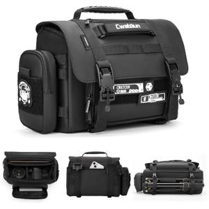 Cwatcun Camera Sling Bag, Waterproof Multifunction Photography Tactica Camera Crossbody Bag with Tripod Holder & Removable Accessory Bags for DSLR/SLR/Mirrorless Cameras - Small (Black)