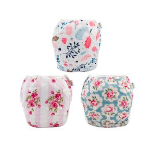 Babygoal Reusable Baby Girl Swim Diapers 3 Pack - Adjustable Washable for 0-8 Months Infants - Ideal for Swimming Lessons - Flower Design (Small, 01 Rose & Peach Blossom)