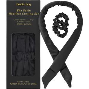 Brook + Bay Heatless Hair Curler-Overnight Heatless Curls, For Short & Long Hair & Headband Hair Curlers To Sleep In - Black, 1 Count (Pack of 1)