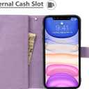 iCoverCase for iPhone 11 Wallet Case with Card Holder and Wrist Strap, PU Leather Kickstand Card Slots Zipper Pocket Magnetic [Detachable] Flip Cover Case 6.1 Inch (Purple)