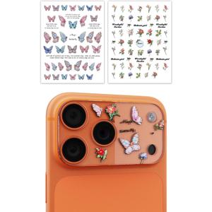 2-Pack Camera Lens Protector for iPhone 17 Pro Max, Premium Acrylic Cover, Case Friendly, Lens Opening Design, No Affect on Night Shots, Featuring DIY Cartoon Stickers - Garden