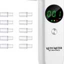 Professional Ketone Breath Analyzer Portable Ketone Breath Meter Digital Ketosis Breathalyzer for Testing ketosis with 10 Reusable Mouthpieces - White
