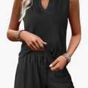 Pajamas for Women Set Rib Knit Top and Pj Shorts Summer Outfit with Pockets L