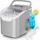 Countertop Ice Maker Machine, 8 Ice Cubes in 6 mins, 26lb/Day Bullet Ice with 2 Sizes- Portable Mini, Energy Saving & Basket/Scoop for Home/Party/Travel/Camping/Bar,Grey