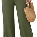Linen Pants for Women Flowy Palazzo Pants Boho High Waist Wide Leg Trousers Summer Beach Vacation Outfits 2025 Green, Small