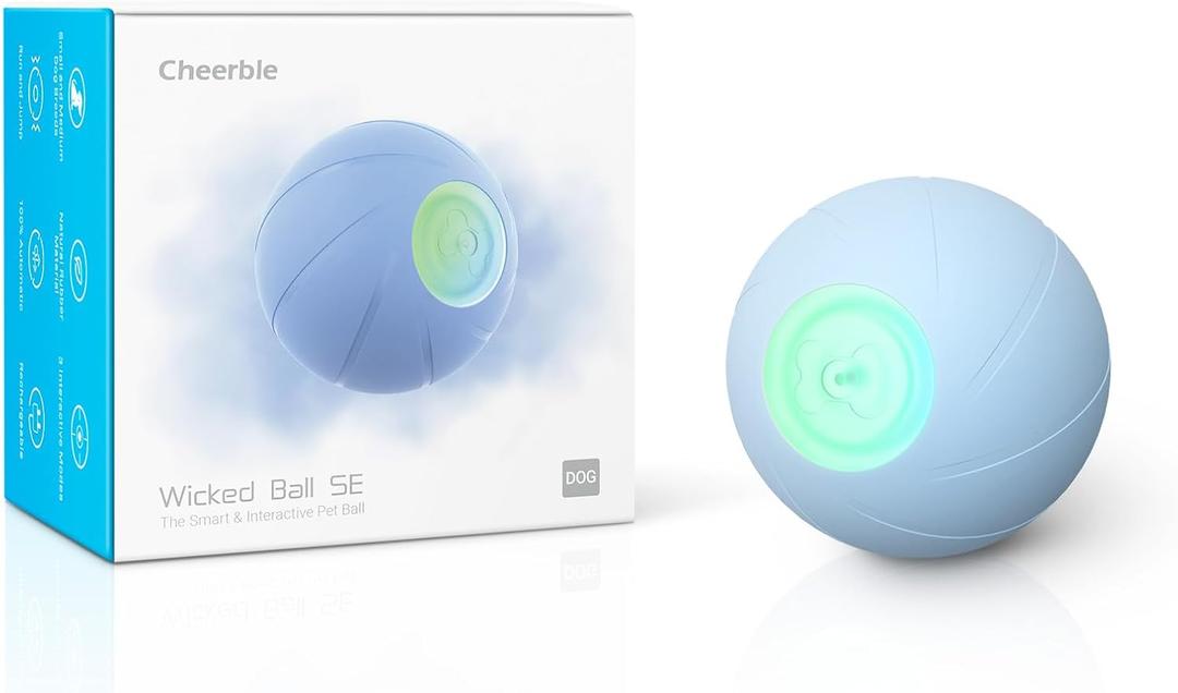 Cheerble Smart Interactive Dog Toy - Wicked Ball SE, Automatic Moving Bouncing Rotating Ball for Toy and Small Dogs, Fun Birthday Gift (Blue)