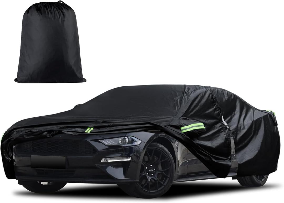 Car Cover Custom Fit for Ford Mustang 1994-2025, for Chevy Camaro 2010-2025, Waterproof All Weather Full Exterior Cover Rain Hail Sun Protector Car Cover with Door Zipper
