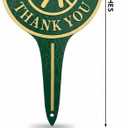 No Soliciting Thank You Yard Sign, Green and Gold Aluminum Metal Lawn Sign, Heavy-Duty 11.22" x 6.18" Round Sign with Raised Letters, Integrated Ground Stake for Easy and Stable Installation.