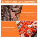 Kuject 220PCS Tinned Copper Wire Lugs Kit AWG 2/0 1/0 1 2 4 6 8 Gauge, Heavy Duty Battery Cable Lug Ends, Ring Terminal Connectors Assortment with 110PCS 3:1 Heat Shrink Tubing