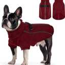 Reflective Dog Jacket, Warm Dog Fleece Sweater Zip Up Sweaters for Small Dogs Clothes Boy Cold Weather Coats with D-Ring for Leash, Burgundy Large