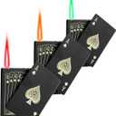 3 Pack Jet Torch Lighter Ace Card Lighters Green Flame Refillable Butane Lighters Ace of Spades Cool Lighter Adjustable Windproof Poker Lighter (Without Gas)